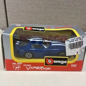 Bburago 1:43 Model Collection Dodge Viper RT10 Blue White Stripes 4105 Italy NEW